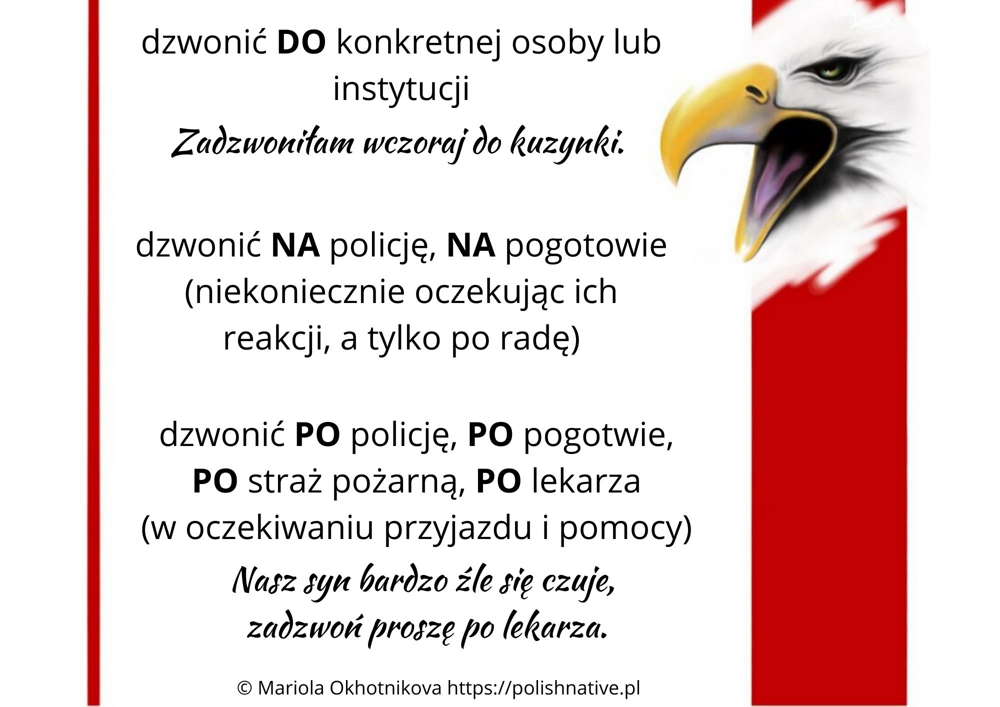 Dzowniń do, dzwonić na, dzwonić po - Polish Native