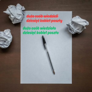Sto osób było... - rodzaj nijaki po l.mn.